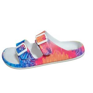 Corkys Waterslide Sandals Tie Dye Womens Size 10 Shoes Slip On Colorful